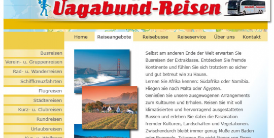 Vagabund-Reisen Flensburg Internetauftritt